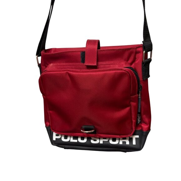 Y2K Polo Ralph Lauren Crossbody Bag 90s Spell Out American Flag M Preppy Sport - Picture 3 of 16